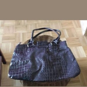 Purple Crocodile  Large Purse